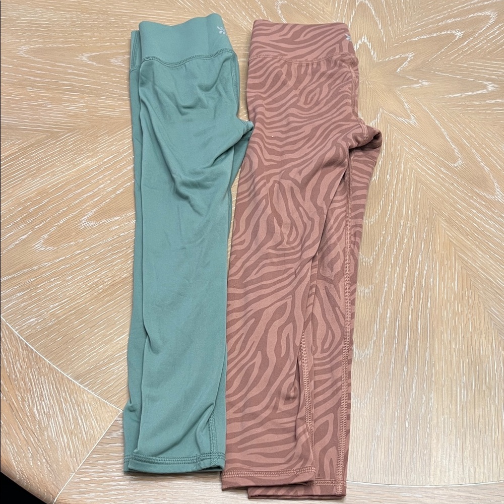 All in Motion Green and Brown Zebra Leggings Set